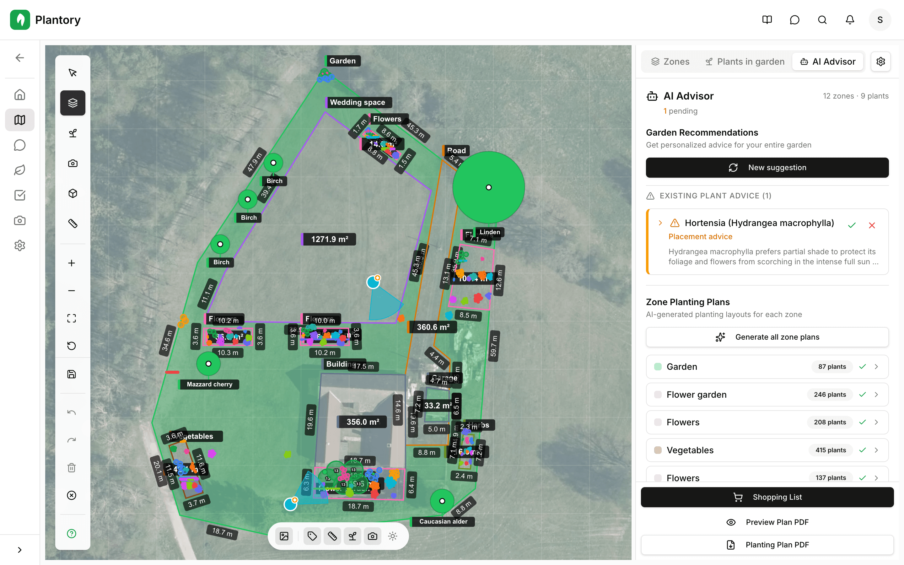 Zone wird gezeichnet mit sichtbaren Eckpunkten